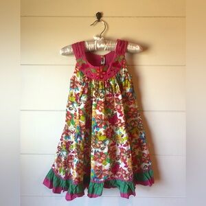 Cutey Coture Tropical Dress Sleeveless Boho Girls 4/5